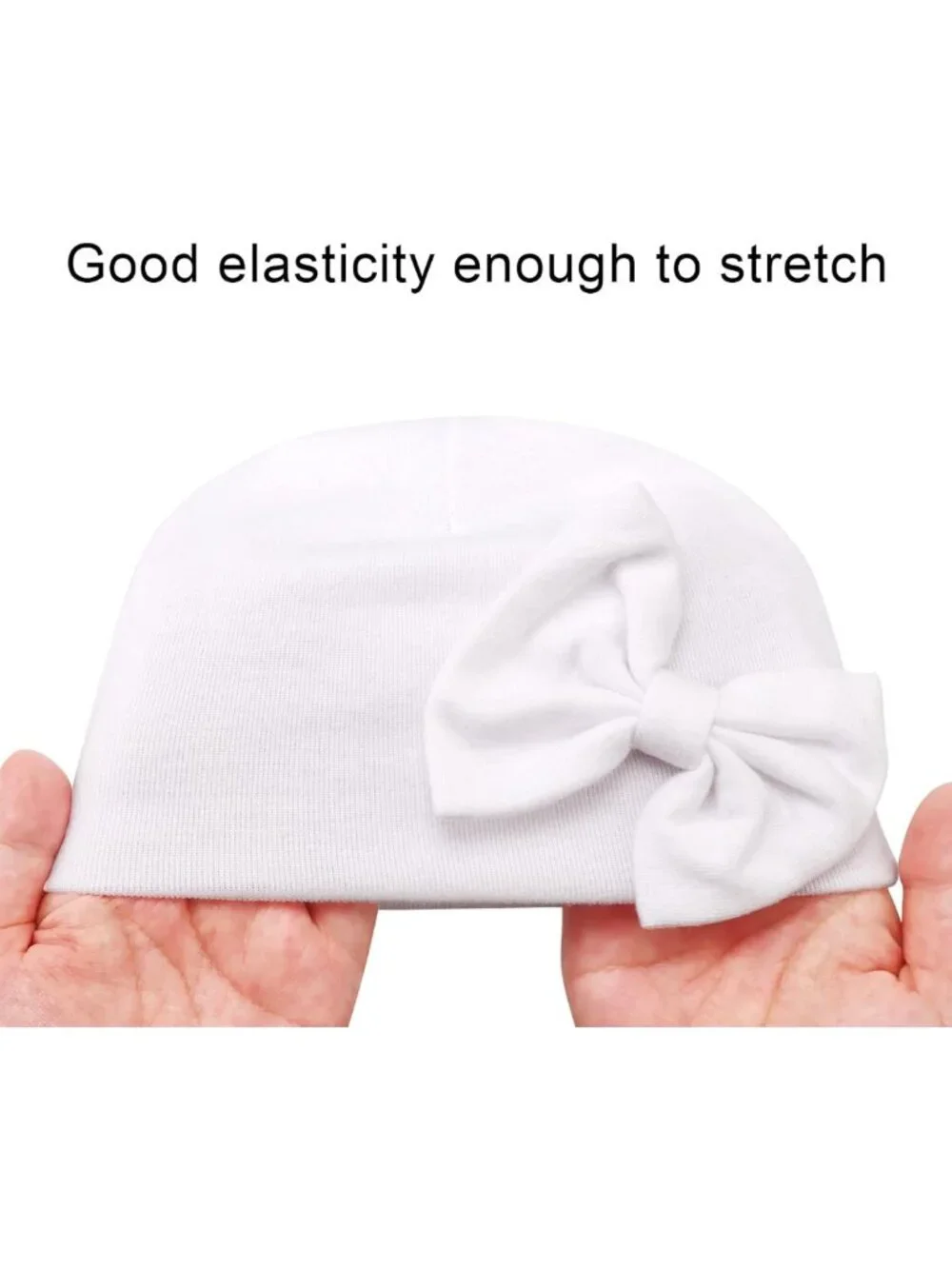 Newborn Baby Girls' Hospital Hat & Mittens Set - Cotton Beanie with Bow, 0-6